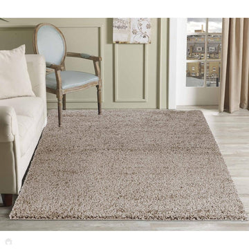 Oxford OXF00 Plain Plush Soft Stain-Resistant Textured Polypropylene Shaggy Light Beige Rug-Desire Rugs-Rug Love - The Most Loved Rug Store